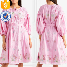 Drei Viertel Länge Ärmel bestickte Baumwolle Mini Sommerkleid Herstellung Großhandel Mode Frauen Bekleidung (TA0327D)